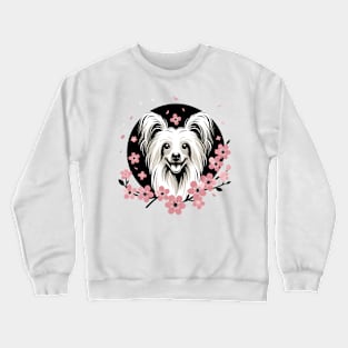 Chinese Crested Embraces Spring with Cherry Blossoms Crewneck Sweatshirt